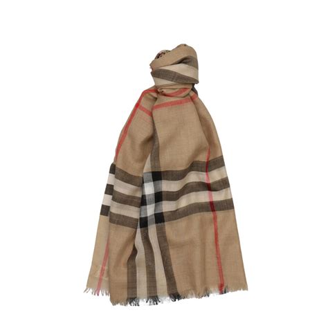 burberry 8055855|Check Wool Silk Scarf in Archive beige .